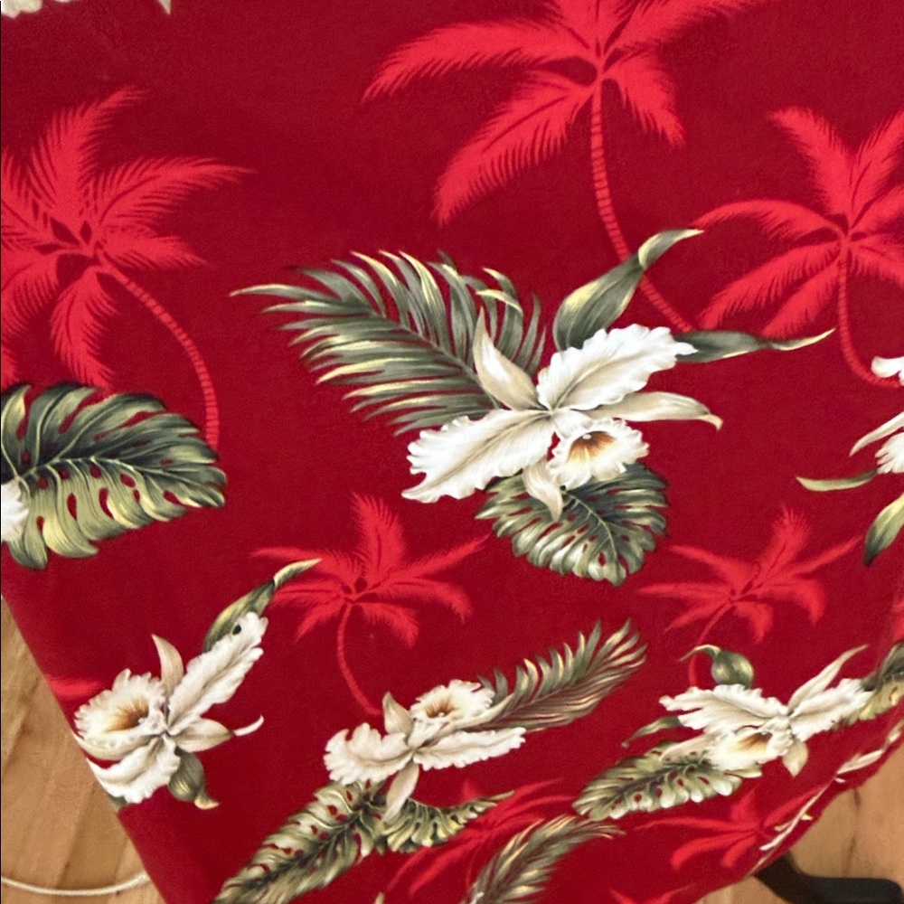 Vintage KY’S Red Floral Midi Dress/moo Moo with White Bloom Print Made in Hawaii - Picture 4 of 10